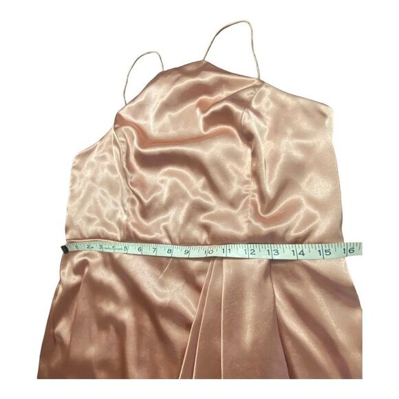 Norstrom After Six 6829 Midi Halter Dress Draped Prom Size 14 Dessert Rose - Picture 9 of 12